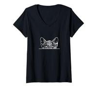 Womens Shy Kitten V-Neck T-Shirt