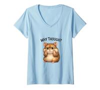 Women's Shy Wide Eyed Hamster Cute Mood V-Neck T-Shirt