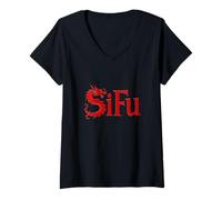 Womens Si Fu V-Neck T-Shirt