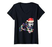 Womens Siberian Husky Christmas Tree Lights, The Soul Keeper V-Neck T-Shirt