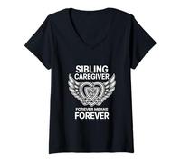 Women's Sibling Caregiver Forever Means Forever V-Neck T-Shirt