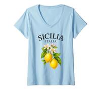 Womens Sicilia Italian Souvenir Italy Lemons Sicily Men Women Kids V-Neck T-Shirt