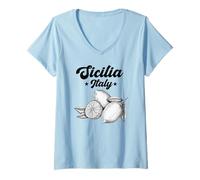 Womens Sicilia Italian Souvenir Italy Lemons Souvenirs from Sicilia V-Neck T-Shirt