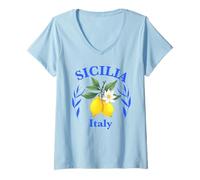Womens Sicilia Italian Souvenir Italy Lemons Souvenirs from Sicilia V-Neck T-Shirt