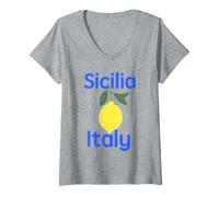 Womens Sicilia Italian Souvenir Italy Lemons Souvenirs from Sicilia V-Neck T-Shirt