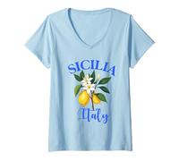 Womens Sicilia Italy Souvenir Sicilian Italian Reminder Men Women V-Neck T-Shirt