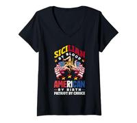 Womens Sicilian By Blood American By Birth Patriot By Choice V-Neck T-Shirt