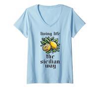 Womens Sicily Italy Vacation Sicilian Lemon V-Neck T-Shirt