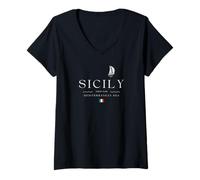 Womens Sicily Yacht Club Italy Flag Sailing Mediterranean Sea V-Neck T-Shirt