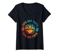 Womens Sick and Tired of Being Sick and Tired Funny Design V-Neck T-Shirt