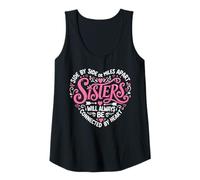 Womens Side By Side Or Miles Apart Sisters Connected By Heart Tank Top