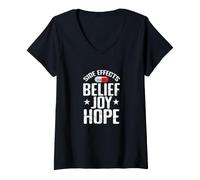 Women's Side Effects Belief Joy Hope Placebo V-Neck T-Shirt
