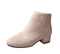 Womens Side Zip Boots Womens Retro Boots Pointed Toe Chunky Block Boot Fashion Chelsea Booties Low Heel Casual Booties Solid Colour Short Boot Classic Suede Bootie Comfortable Stylish Bootie