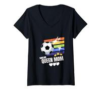 Women's Sideline Queen Mom Soccer Game Days Mom Gift V-Neck T-Shirt