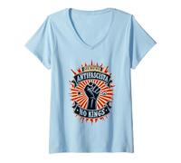 Womens Siempre Antifascista Resist Fascism Pro Democracy Protest V-Neck T-Shirt