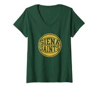 Women's Siena College Saints Vintage Distressed Basketball V-Neck T-Shirt