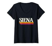 Womens Siena Italia Retro Graphic - Siena Tuscany Italy V-Neck T-Shirt