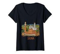 Women's Siena Italy Travel Souvenir Gift Historic City Landmark V-Neck T-Shirt
