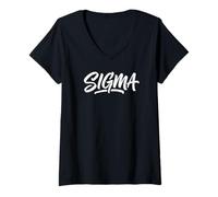Women's Sigma Male Lone Wolf Aesthetic Minimalist Modern Text V-Neck T-Shirt