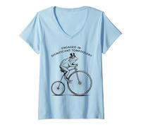 Women's Significant Tomfoolery Penny-Farthing Bullfrog Graphic V-Neck T-Shirt