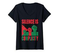 Womens Silence is Complicity Activism Graphic V-Neck T-Shirt