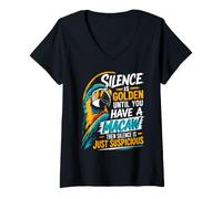Women's Silence is Golden Until You Have a Macaw Parrot Macaw V-Neck T-Shirt