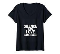 Women's Silence is My Love Language Introvert Mood V-Neck T-Shirt