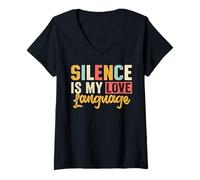 Womens Silence Is My Love Language V-Neck T-Shirt