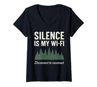 Womens Silence is My Wi-Fi - Nature & Relaxation Design V-Neck T-Shirt