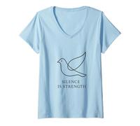 Womens "Silence is Strength" Inspirational Calm Quote T for Women V-Neck T-Shirt