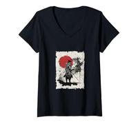 Womens Silent Blade - Japanese Samurai Warrior V-Neck T-Shirt