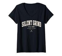 Women's Silent Grind Club - No Applause Just Results V-Neck T-Shirt
