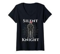Women's Silent Knight Medieval Knight Christmas V-Neck T-Shirt