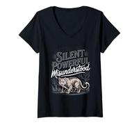 Women's Silent Powerful Misunderstood Funny Cougar Saying V-Neck T-Shirt