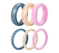 Women's Silicone Rings Set: Thin and Stackable Rubber Wedding Engagement Ring Bands Valentine's Day Gift Jewelry Gifts for Women Ladies