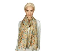 Women's Silk and Cotton Scarf - Elegant Lightweight Scarf for All Seasons | Floral, Animal or Snake Pattern | Chic Gift Idea, Apricot Yellow, One Size