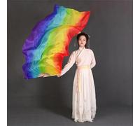Women's Silk Bamboo Fan Veil Large Size Belly Dance Prop For Competition And Performance Show