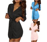 Women's Silk Dressing Gown, Soft Satin Kimono Wedding Robe V Neck Bride Bridesmaid Bathrobe Nightwear Women Kimono Robes Satin Dressing Gown, Sleep Lounge Nightwear Short Silk Bride Bridesmaid Robe