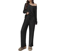 Women's Silk Pyjamas Set Loose Fit Wide Leg Round Neck Soft Sleepwear Skin-Friendly Casual Classic Satin Long Sleeve Ladies Pyjama Sleep Lounge Lightweight Summer Grey