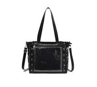 Womens Silk Ribbon Tote Ita Bag Bowknot Wrinkled Edge Shoulder Bag，FU Leather Kawaii Purses and Handbags with Pin Display (black)