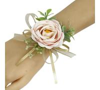 Women's Silk Rose Boutonniere for Wedding Pins Colorful Flowers Bridesmaid Marriage Accessories Corsage and Boutonniere Set for Bridesmaids, Bridal Showers(Pink Corsage)