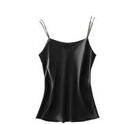 Women's Silk Satin Camisoles Spaghetti Strap V Neck Tank Tops | Sleeveless Vest Tops for Women Silky Camisole V-Neck Loose Blouse Soft Dressy Casual Basic Cami Shirts for Daily Wear
