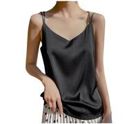Women's Silk Satin Tank Tops Basic Camisole Vest Summer Basic Vest Shirt V Neck Vest Top Lingerie Cami Tank Tops Cami Top Dressy Silky Vest Plain Sleeveless Tops T-shirt Tees Women Vest