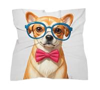 Womens Silk Scarf Pet Dog Soft Bow Tie, Oversized Glasses Square Bandana Neckerchief Satin Head Scarves for Hair 25"x25"