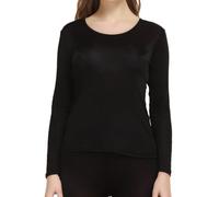 Women's Silk Thermal Underwear Long Johns Top Lightweight Mulberry Silk Shirt Baselayer Undershirts Pullover Blouse (Black,M)