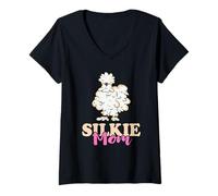 Womens Silkie Mom Silky Chicken Smooth Cuddly Bird Silkie Chicken V-Neck T-Shirt