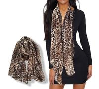 Womens Silky Florals Shawl Scarf - Fashion Leopard Print Sunscreen Shawls for Spring Summer Season, Brown Leopard Print, 63*27.5inch