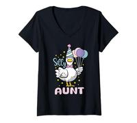 Womens Silly Auntie Goose Silliest Birthday Party Family Matching V-Neck T-Shirt