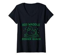 Women's Silly Duck Big Waddle Bigger Quack Duck Lover V-Neck T-Shirt
