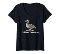 Womens Silly Goose Fake Latin Name Funny Animal Pun Vintage Art V-Neck T-Shirt